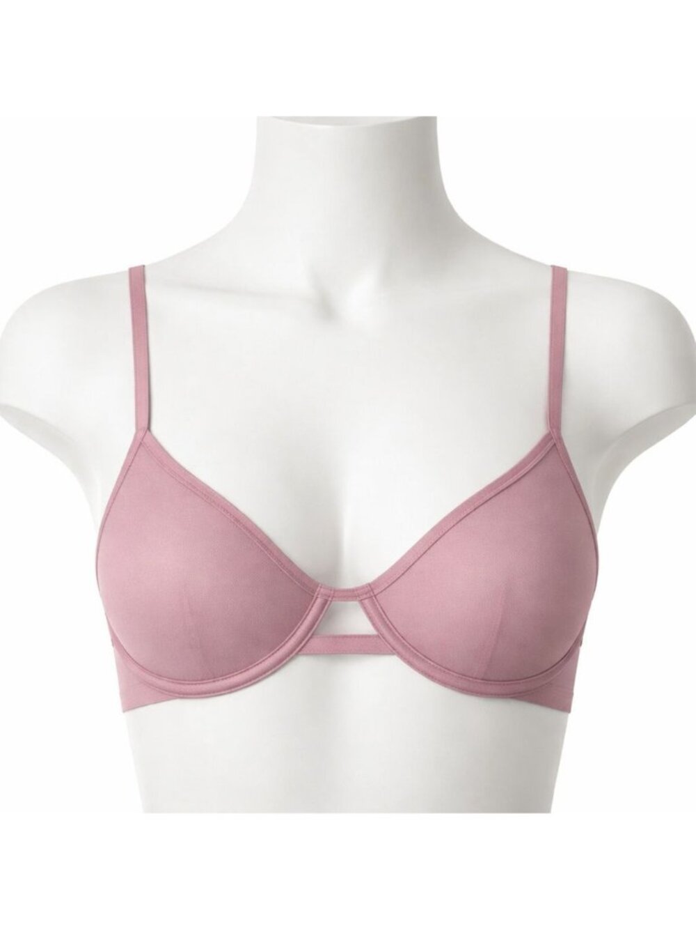 Auden size 34B Smooth Unlined Demi-Coverage Comfort Wire Bra Pink Mesh NEW